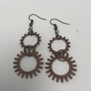 Handcrafted bronze tone metal earrings steampunk